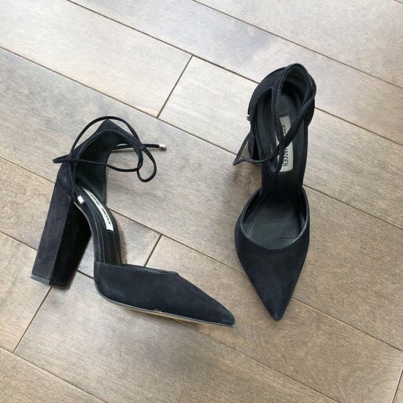 Steve Madden Shoes - Steve Madden Black Suede Pamperd Lace-Up Pump Heel